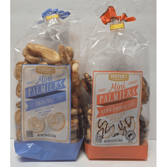 Benton's Mini Palmiers Original & Dark Chocolate with a Touch of Sugar Cookies (2 Bags)