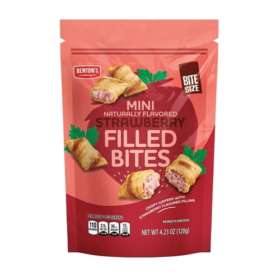 Bentons Mini Strawberry Filled Bites, Crispy Wafers with Strawberry Flavored Filling, 4.23oz, Pack of 1