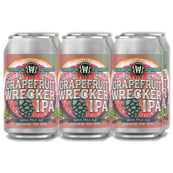 Bentonville Brewing Seasonal Wrecker India Pale Ale, Craft Beer, 6 pack 12 fl oz Cans, 6.3% ABV