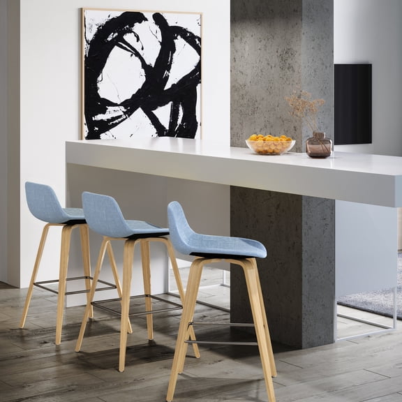 Bentwood Stools Set (2) for Counter & Bar | Mid - Century Modern Look in Condo | Made with Chrome & Polyester Fiber | Improves Home Decor Harmony