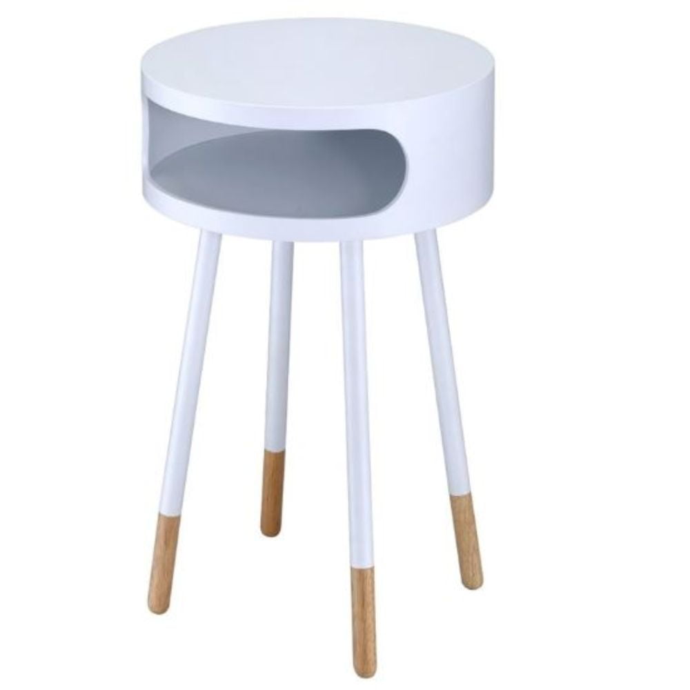 Bentwood White Retro Round Wooden End Table Bentwood White Retro Round Wooden End Table