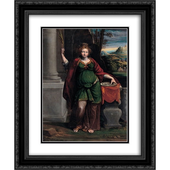 Benvenuto Tisi 2x Matted 20x24 Black Ornate Framed Art Print 'Saint Lucy'