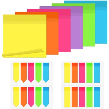 Benvo 300 Sheets Transparent Sticky Notes 3x3 inch with 400 Pieces Index Tabs See Through Memo Note Pads Waterproof Self-Stick Pad for Reading Notes Classify File Office