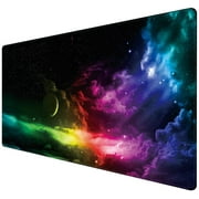 Benvo Extended Mouse Pad- 35.4x15.7x0.12 inch, Non-Slip, Rubber Base and Stitched Edges for Game Players, Office, Study, Aurora Light Pattern