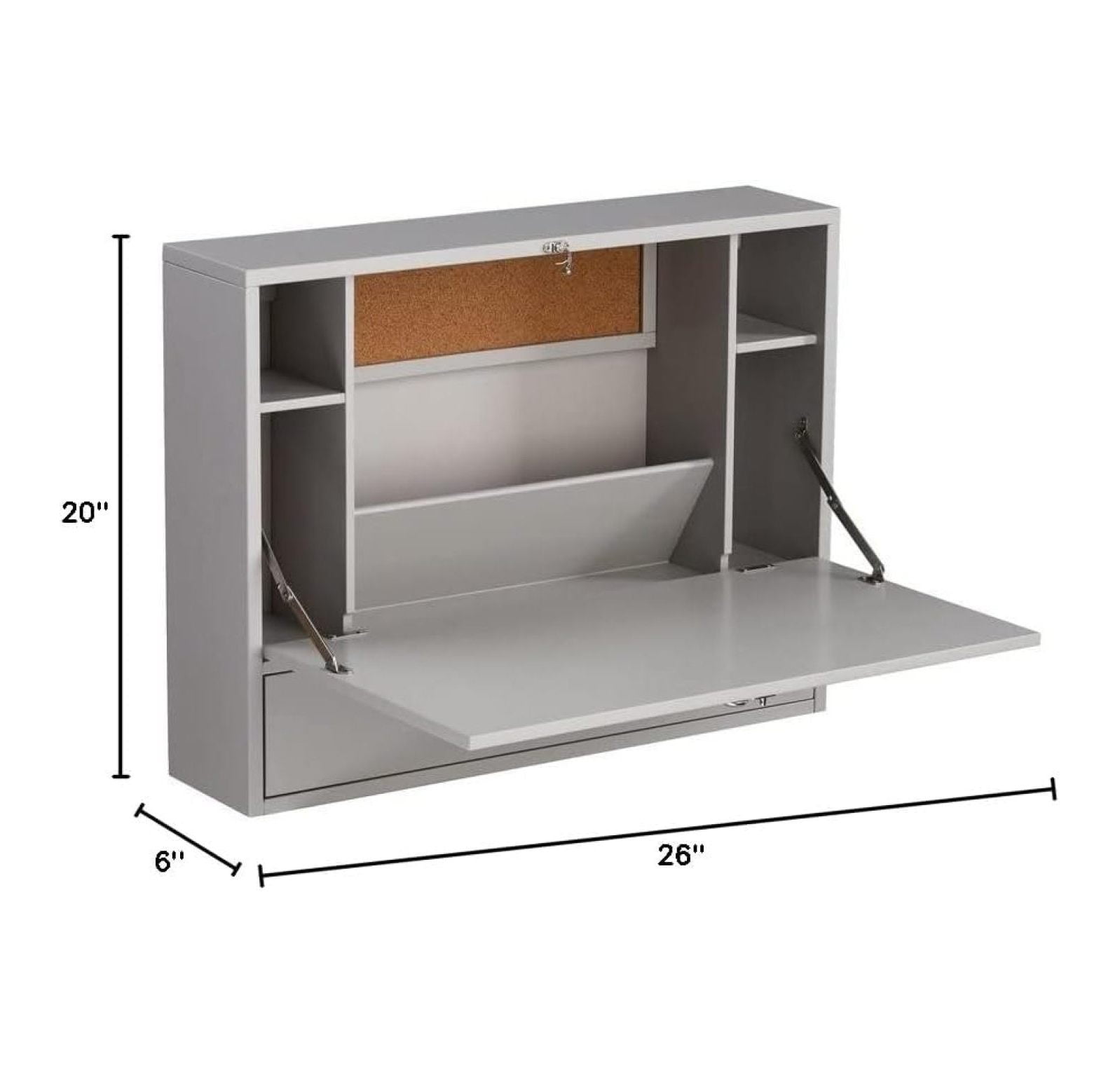 Gray Wall Mounted Foldable Writing Desk with Drawer