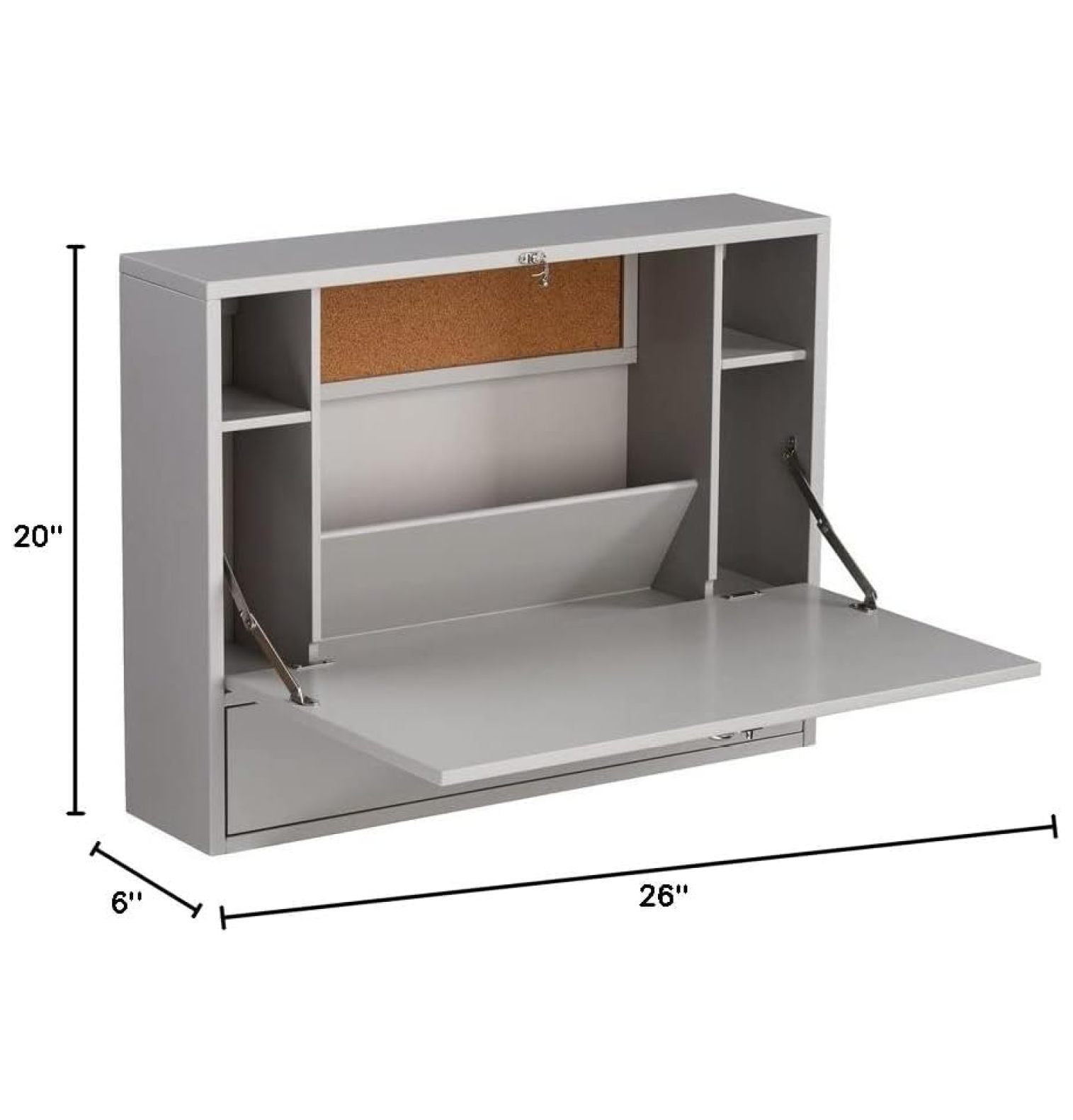 Gray Wall Mounted Foldable Writing Desk with Drawer