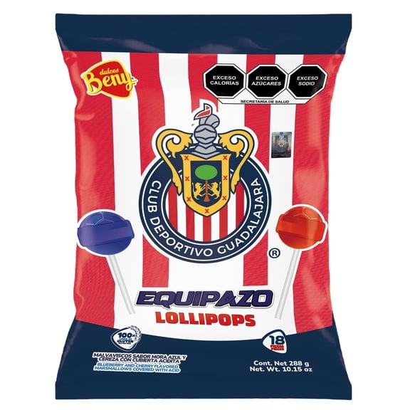 Beny Club Deportivo Guadalajara Equipazo Lollipops 9.52OZ Bag 18PC