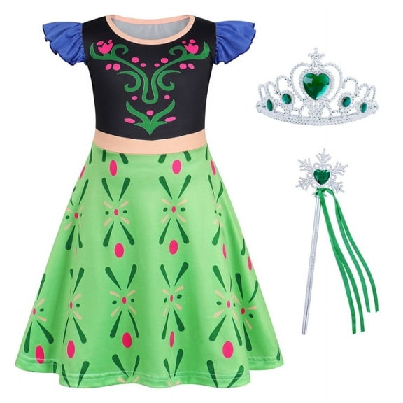 Benylion Anna Dress for Girls Kids Princess Anna Costume Cosplay Outfit Birthday Party Dress Outfits for 9-10 years