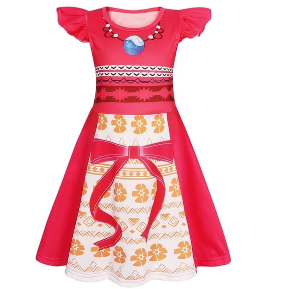 Benylion Girls Adventure Princess Dresses Moana Costume Birthday Party Dress Cosplay Role Play for 7-8 Years