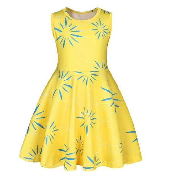 Benylion Girls Disgust Costume Cartoon Joy Costume Dress up for Kids Cosplay Party Sleeveless Dress Outfit for 11-12 Years