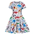 thumbnail image 1 of Benylion Toddler Girls Play Dresses with Short Sleeve Round neck Dress Spring Summer Cotton Casual Printed Dresses for 6-7 Years, 1 of 6
