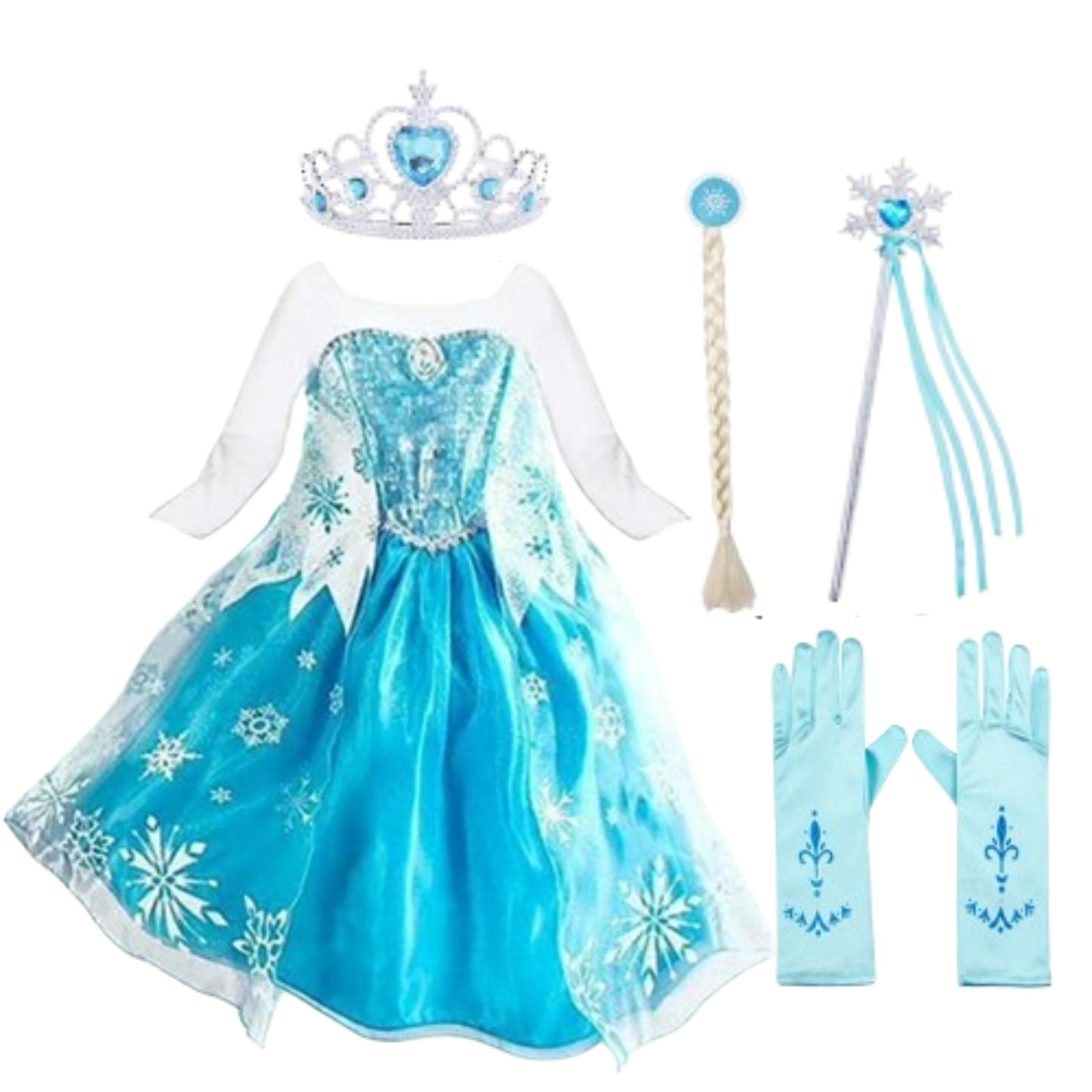 Benylion Girls Ice Costume Princess Snow Dress up Blue Dresses with — free download