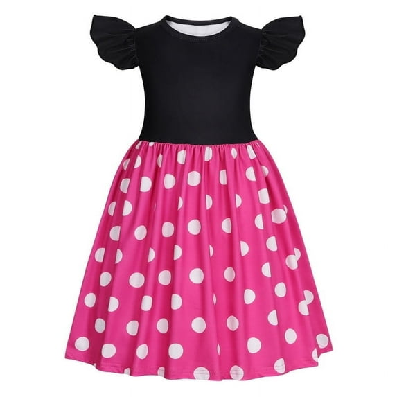 Benylion Minnie Dress Girl Costume Polka Dot Halloween Mouse Cosplay Party Dress for 7-8 Years