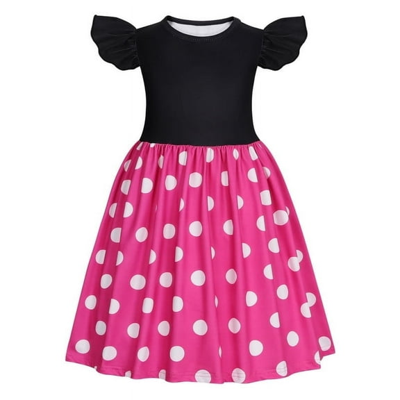 Benylion Minnie Dress Girl Costume Polka Dot Halloween Mouse Cosplay Party Dress for 7-8 Years