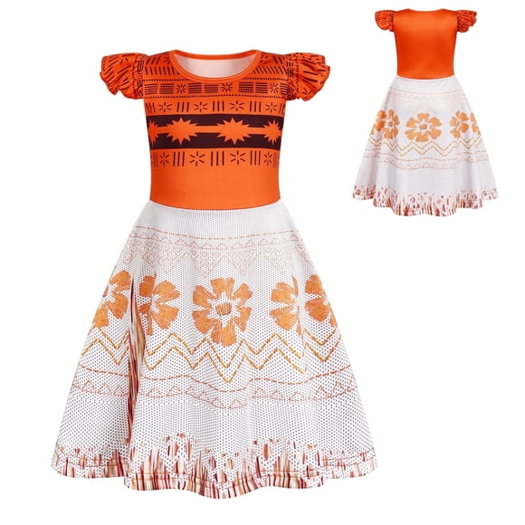 Girls Moana Costume Princess Dress Pajamas Nightgowns for Toddler Kids Sleepwear Flutter Short Sleeves Nightie Dress Outfit Outfit 5-6 Years