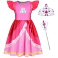 thumbnail image 1 of Benylion Pink Princess Dress for Girls Halloween Cosplay Costume Toddler Princess Fancy Party Dress up With Accessories for 4-5 Years, 1 of 8