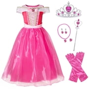 Benylion Girls Princess Costume Dresses Pink Princess Dress up for Toddler Halloween Cosplay Birthday Party Dress with Accessories for 3-4 Years