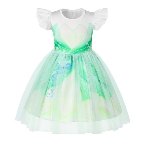 Benylion Girls Princess Dress 5-6T Green Tulle Party Gown for Birthday & Role Play - Southern Belle Tutu Costume for Toddler