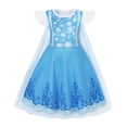thumbnail image 1 of Benylion Princess Dress With Cape for Girls Blue Christmas Birthday Party Cosplay Costume Toddler Ruffle Sleeve Fancy Outfit Gift for 5-6 Years, 1 of 6