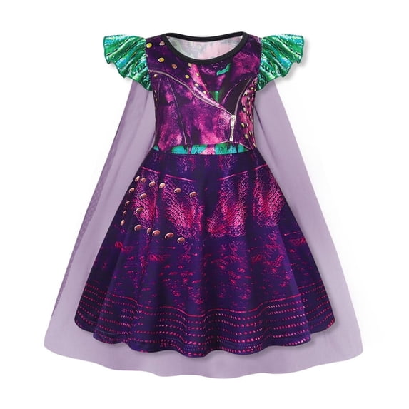Benylion Princess Purple Dress for Girls With Cape Halloween Costume Toddler Kids Princess Dresses Birthday Fancy Party Cosplay Outfit for 9-10 Years
