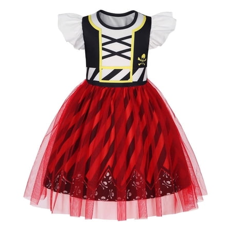 Benylion Pirate Princess Dress up for Girls Buccaneer Halloween Costumes Kids Tulle Tutu Dress Christmas Birthday Party Outfits for 7-8 Years