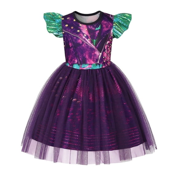 Benylion Girls Descendants Costume Evie Halloween Dress up for Kids Princess Tulle Tutu Dress Christmas Birthday Party Outfits for 7-8 years