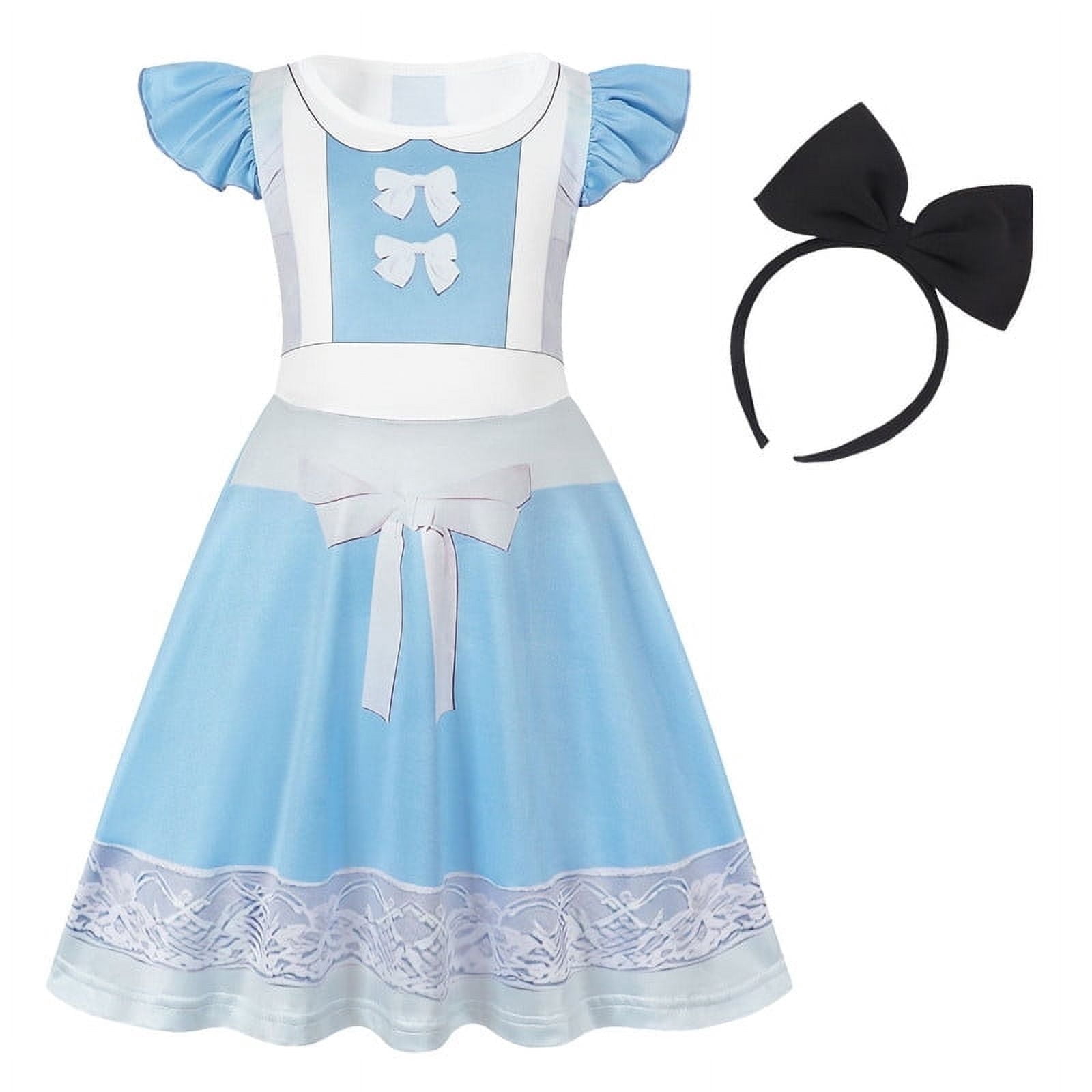 Girls Alice In Wonderland Costume - Dress With Apron & Headband, Child Sizes Available - View #3