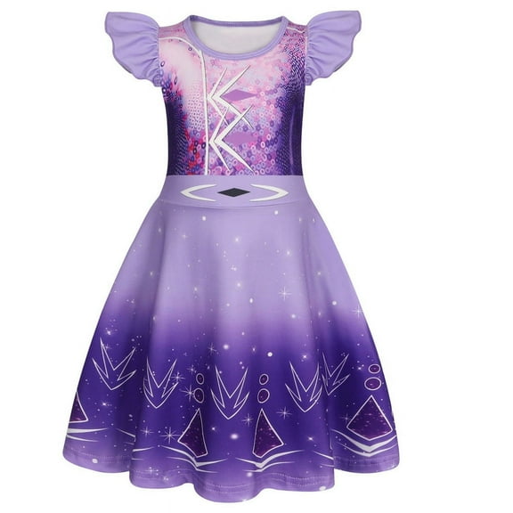 Benylion Girls Princess Dresses Ice Costume Birthday Party Dress Cosplay Outfits Role Play Clothes Outfit for 5-6 Years