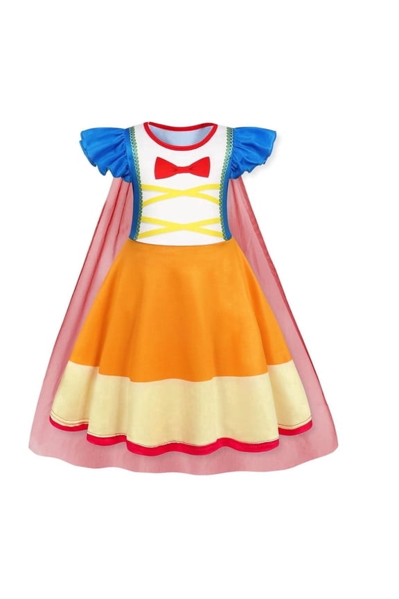 Princess Dress Up Costume Girls Snow Queen Dresses With Cape Halloween Birthday Party Cosplay Outfit 9-10 years