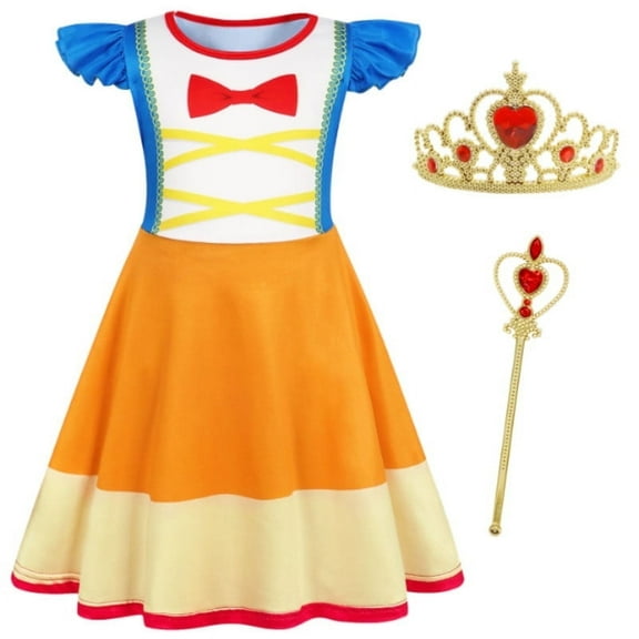 Benylion Girls Snow Princess Dress 3-4T - World Book Day Role Play Costume with Accessories Fairy Tale Costume for Holiday & Birthday Party Outfit