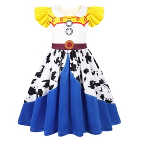 Benylion Cowgirl Costume for Girl Summer Dress Western Dress Up Outfit for Kids Halloween Cosplay Party Dresses Ruffle Sleeve for 3-4 Years