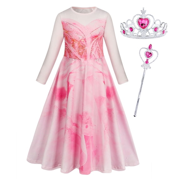 Benylion Good Witch Costume for Girls Pink Princess Dress Toddler Halloween Party Costumes Witch Cosplay Outfit with Accessories for 3-4 Years