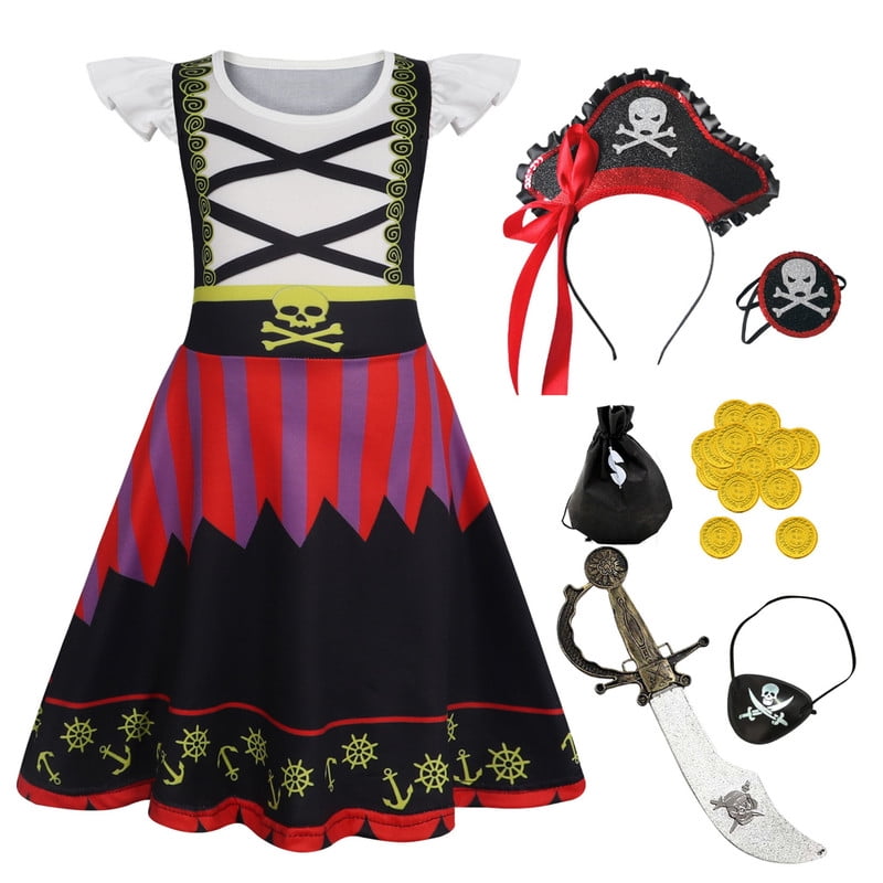 Benylion Pirate Costume for Girls Pirate Dress Kids Costumes Buccaneer ...