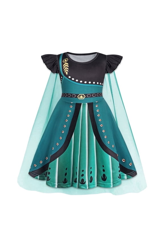 Princess Dress Toddlers Girls Costume Kids Halloween Birthday Party Dress up Outfit with Cape for 9-10 Years