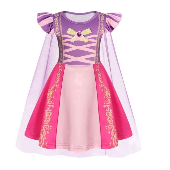 Benylion Princess Dress With Cape Girls Christmas Birthday Party Cosplay Costume Toddler Ruffle Sleeve Fancy Outfit for 2-3 years