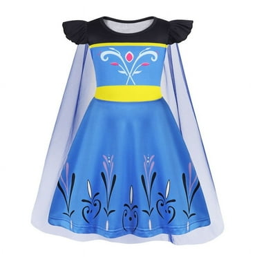 Benylion Princess Dress With Cape Girls Birthday Party Cosplay Costume Toddler Ruffle Sleeve Fancy Outfit for 5-6 Years