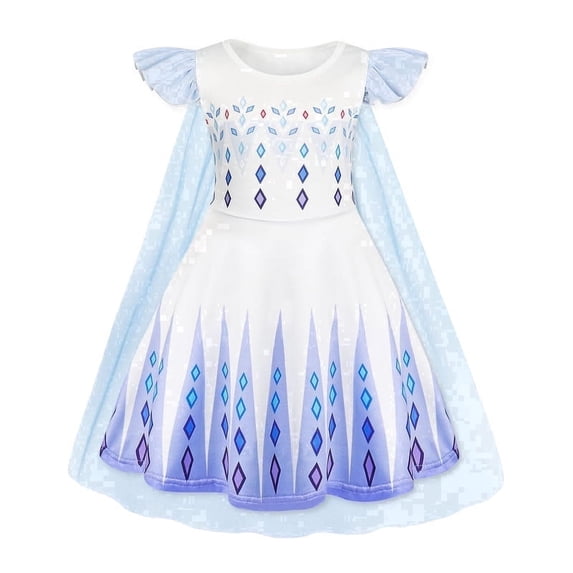 Benylion Girls Princess Dress Costume With Cape Halloween Birthday Party Outfit Ruffle Sleeve Fancy Dress up for 3-4 Years