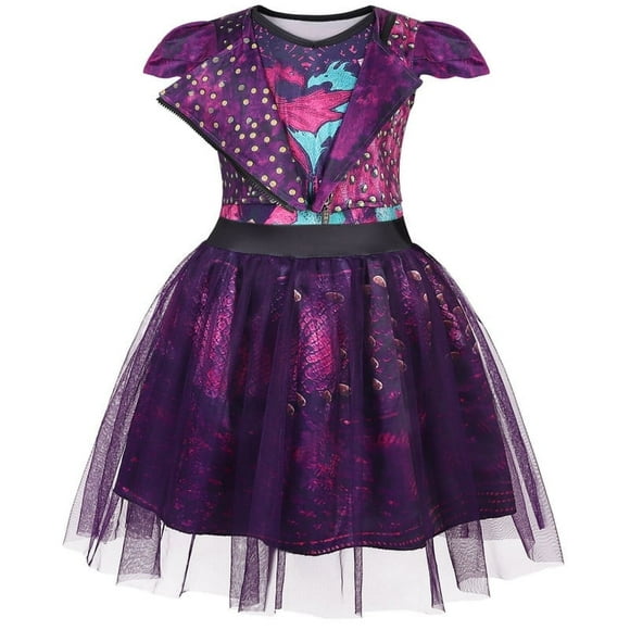 Benylion Princess Mal Costume for Girls Dress up Dragon Popular Musical Role Play Kids Fancy Party Tulle Outfit for 5-6 years