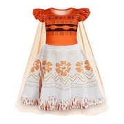 Benylion Princess Moana Dress With Cape Girls Birthday Party Cosplay Costume Toddler Ruffle Sleeve Fancy Outfit for 11-12 Years