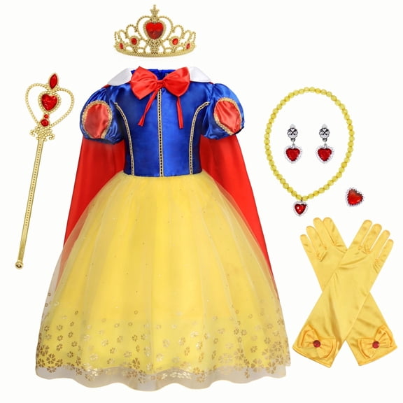 Benylion Princess Dress Up for Girls Fairy Tale Princess Halloween Costume Birthday Party Dress Up Clothes Toddler Kids Outfit with Accessories 3-4 Years
