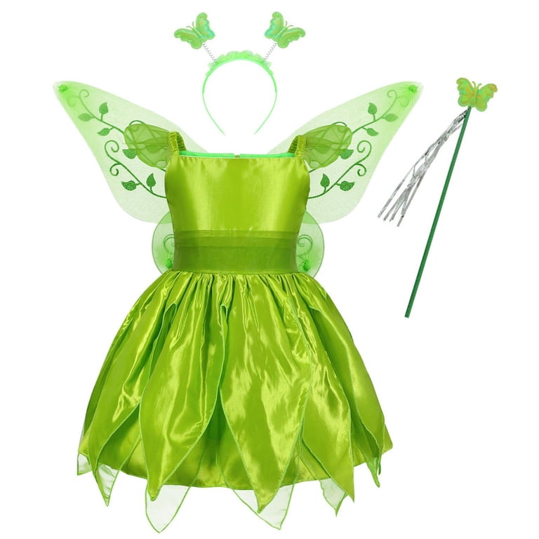 Benylion Princess Tinkerbell Costume for Girls Fancy Birthday Party Outfit Fairy Dress with Wings 7-8 years