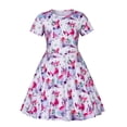 thumbnail image 1 of Benylion Girls Dresses Pajamas Summer Sundress Kids Short Sleeve School Casual A Line Twirly Skater Cat Dress for 5-6 Years, 1 of 6