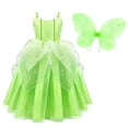 thumbnail image 1 of Benylion Girls Princess Tiana Costume Fairy Dress Green Sparkly Tinker-Bell Inspired Outfit for 3-4 Years, Fancy Birthday Christmas Role Play Dress up, 1 of 10