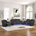 thumbnail image 1 of Benz LED & Power Recliner 3 PC Made With Faux Leather in Gray, 1 of 17