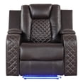 thumbnail image 1 of Benz LED & Power Recliner Chair Made With Faux Leather in Brown, 1 of 10