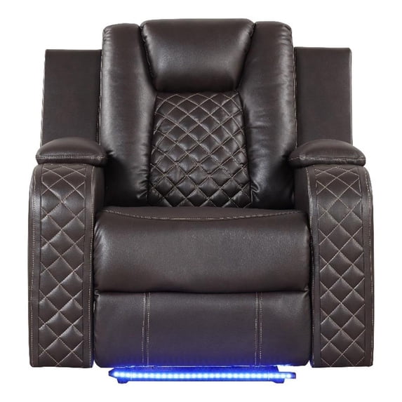 Benz LED & Power Recliner Chair Made With Faux Leather in Brown