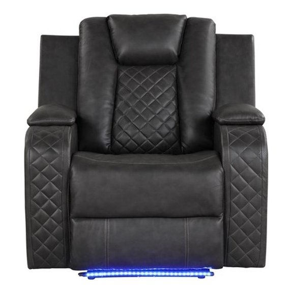 Benz LED & Power Recliner Chair Made With Faux Leather in Gray