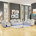 thumbnail image 1 of Benz LED & Power Reclining 3 Pc Set Made With Faux Leather in Ice/ White, 1 of 20