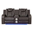 thumbnail image 1 of Benz LED & Power Reclining Loveseat Made With Faux Leather in Brown, 1 of 12
