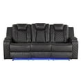 thumbnail image 1 of Benz LED & Power Reclining Sofa Made With Faux Leather in Gray, 1 of 11